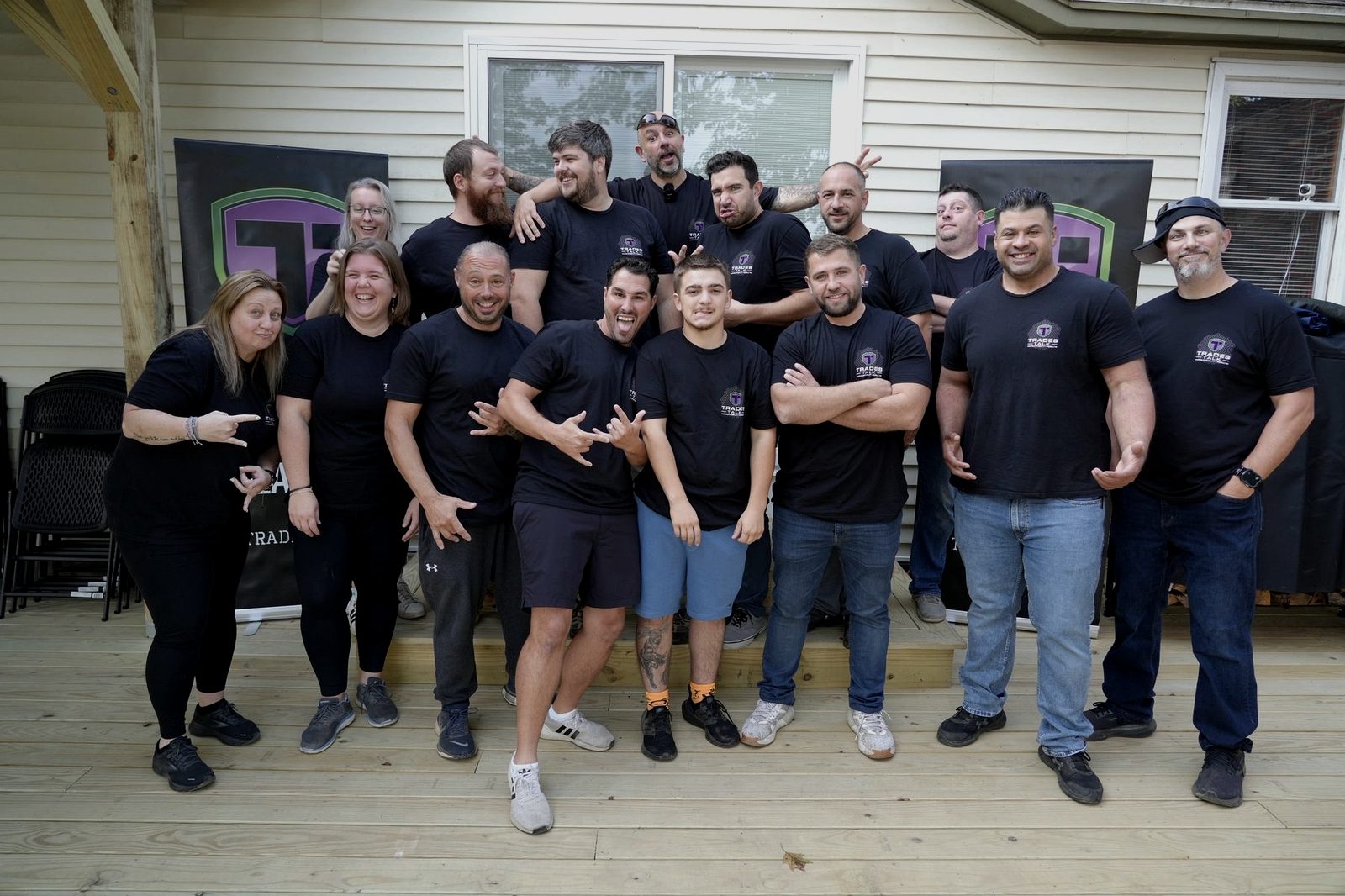 Trades Talk group at Legacy Estates deck